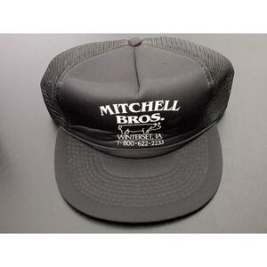 Mitchell Bros Winterset Iowa‎ Snapback Hat Hogs Agriculture Black OSFM Trucker
